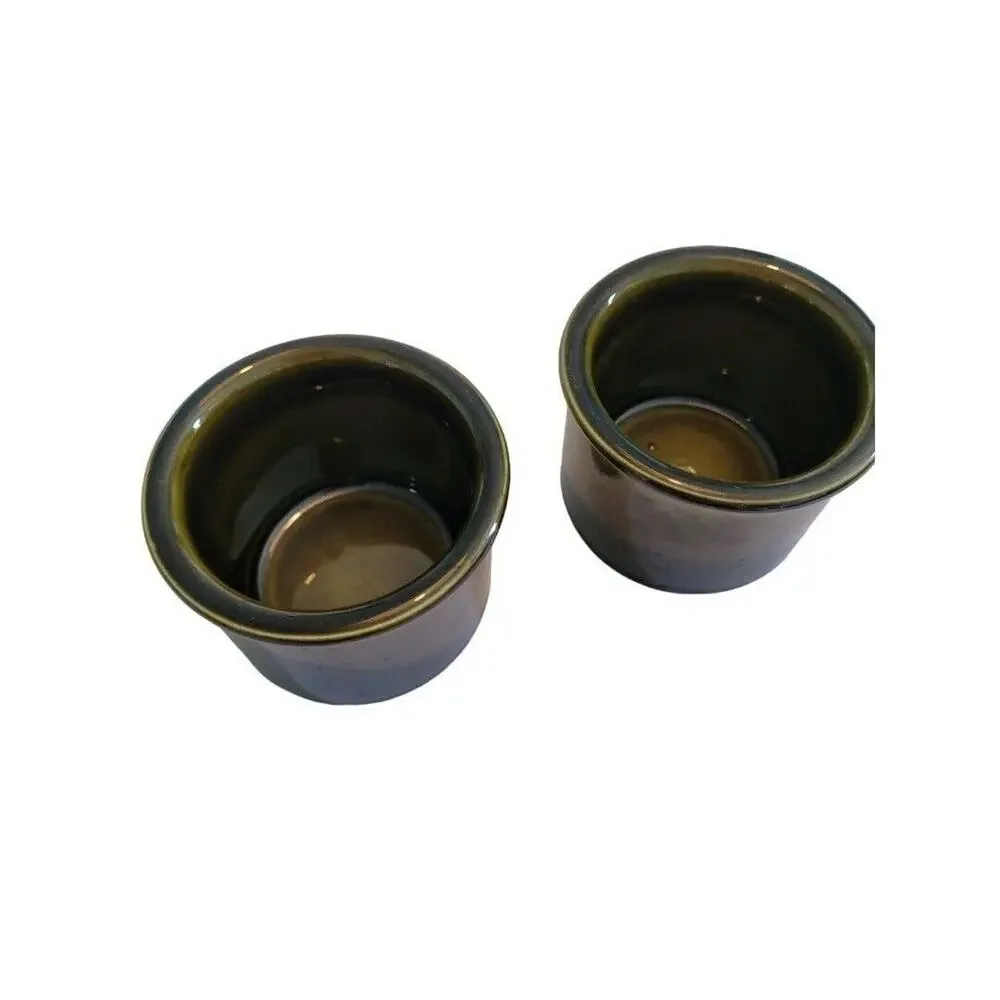 USA Pottery Green Dip Cups Votive Candle Holders Vintage Handmade